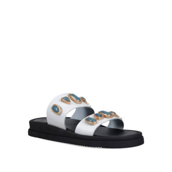 Λευκό δερμάτινο footbed σανδάλι
