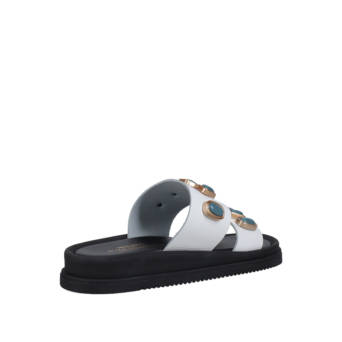 Λευκό δερμάτινο footbed σανδάλι