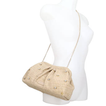 Beige clutch bag