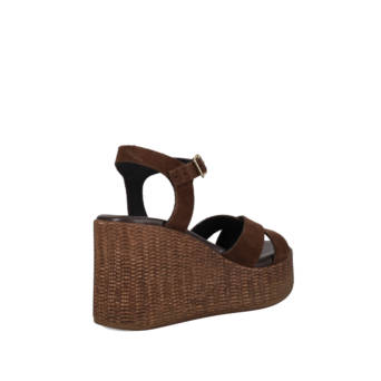 Brown leather wedge sandal