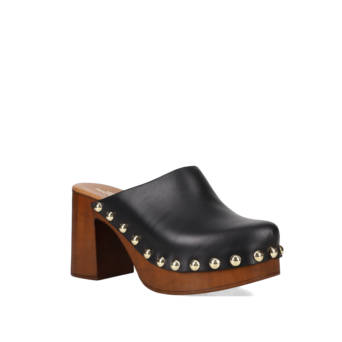 Black leather mule clog