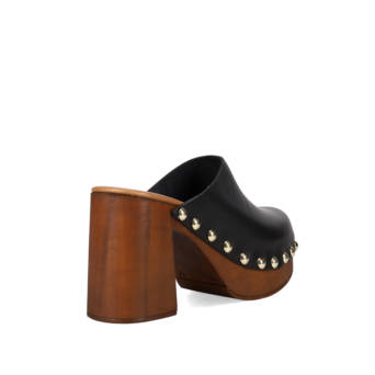 Black leather mule clog