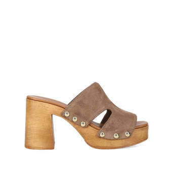 Taupe δερμάτινο  mule τσόκαρο