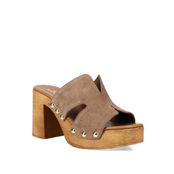 Taupe δερμάτινο  mule τσόκαρο