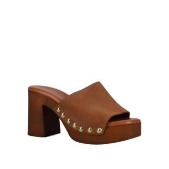 Καφέ δερμάτινο mule τσόκαρο