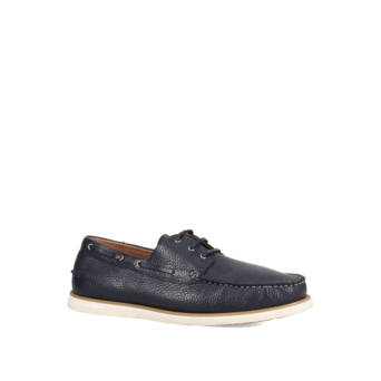 Μπλε σκούρο δερμάτινο ανδρικό boat shoe