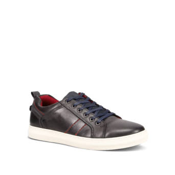 Μπλε δερμάτινο ανδρικό sneaker