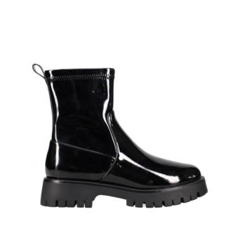 Black vinyl biker bootie