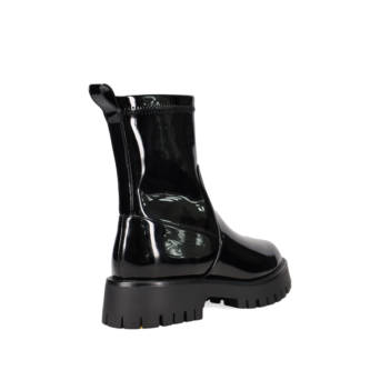 Black vinyl biker bootie