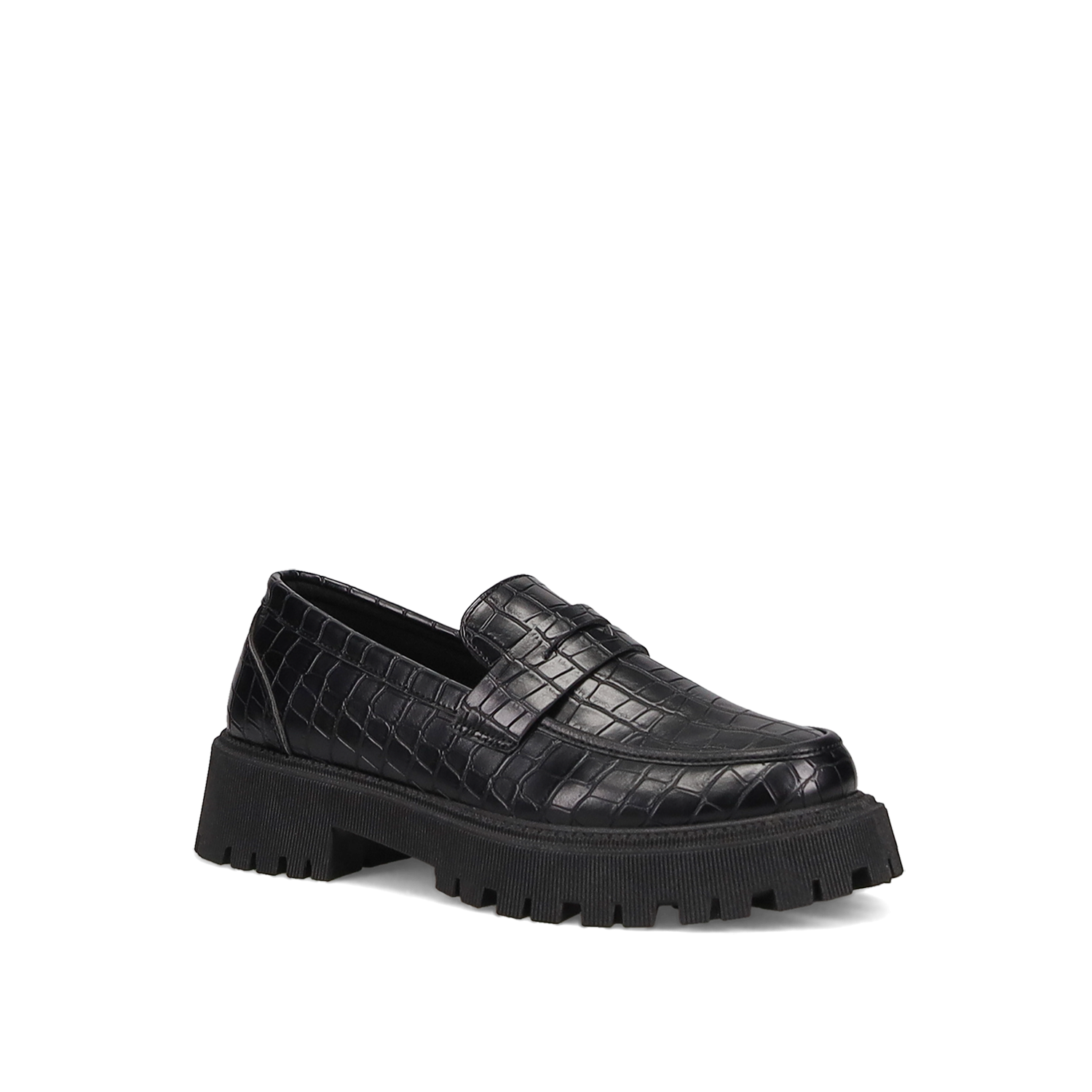Μαύρο κροκό chunky loafer φωτογραφία