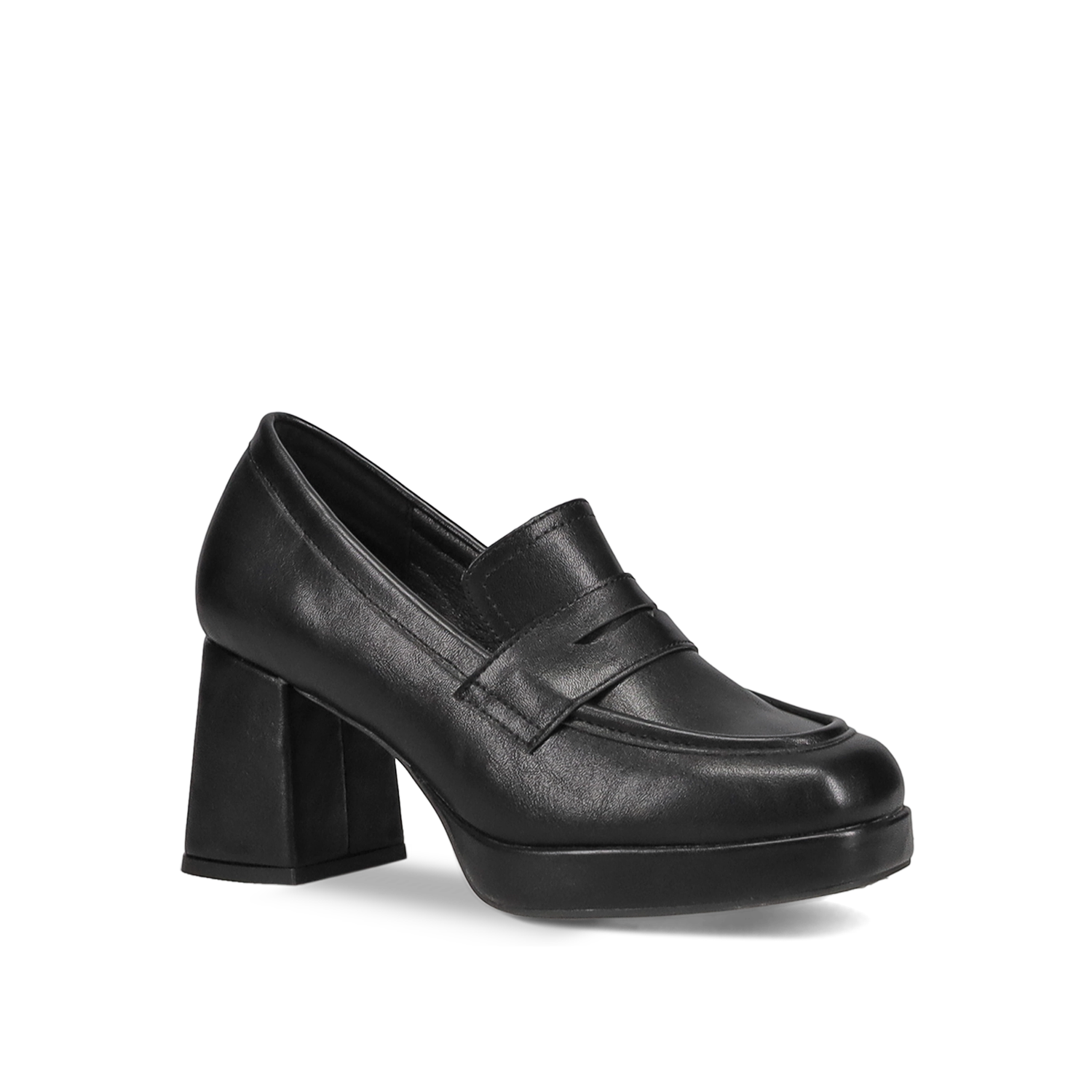 Μαύρο loafer με τακούνι φωτογραφία