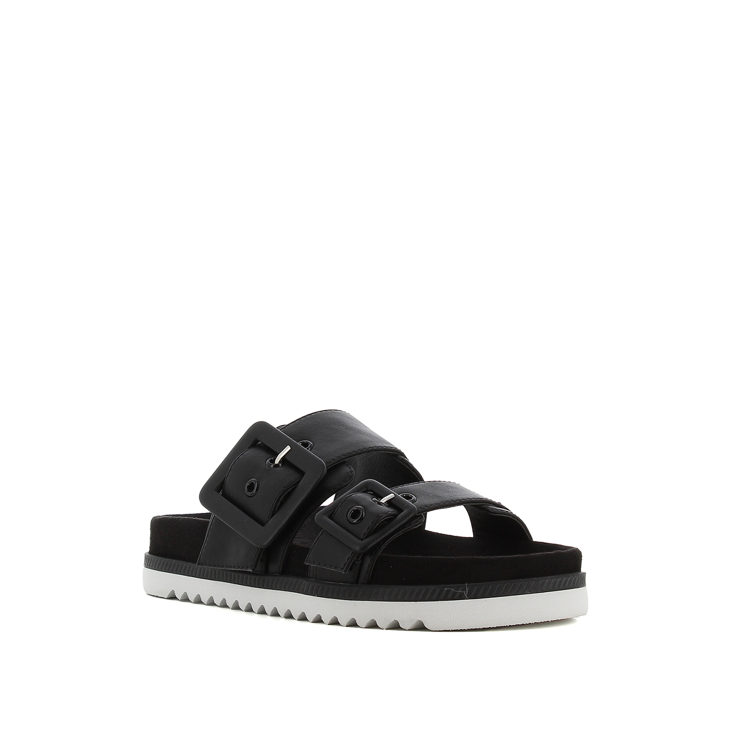 Μαύρο footbed σανδάλι φωτογραφία