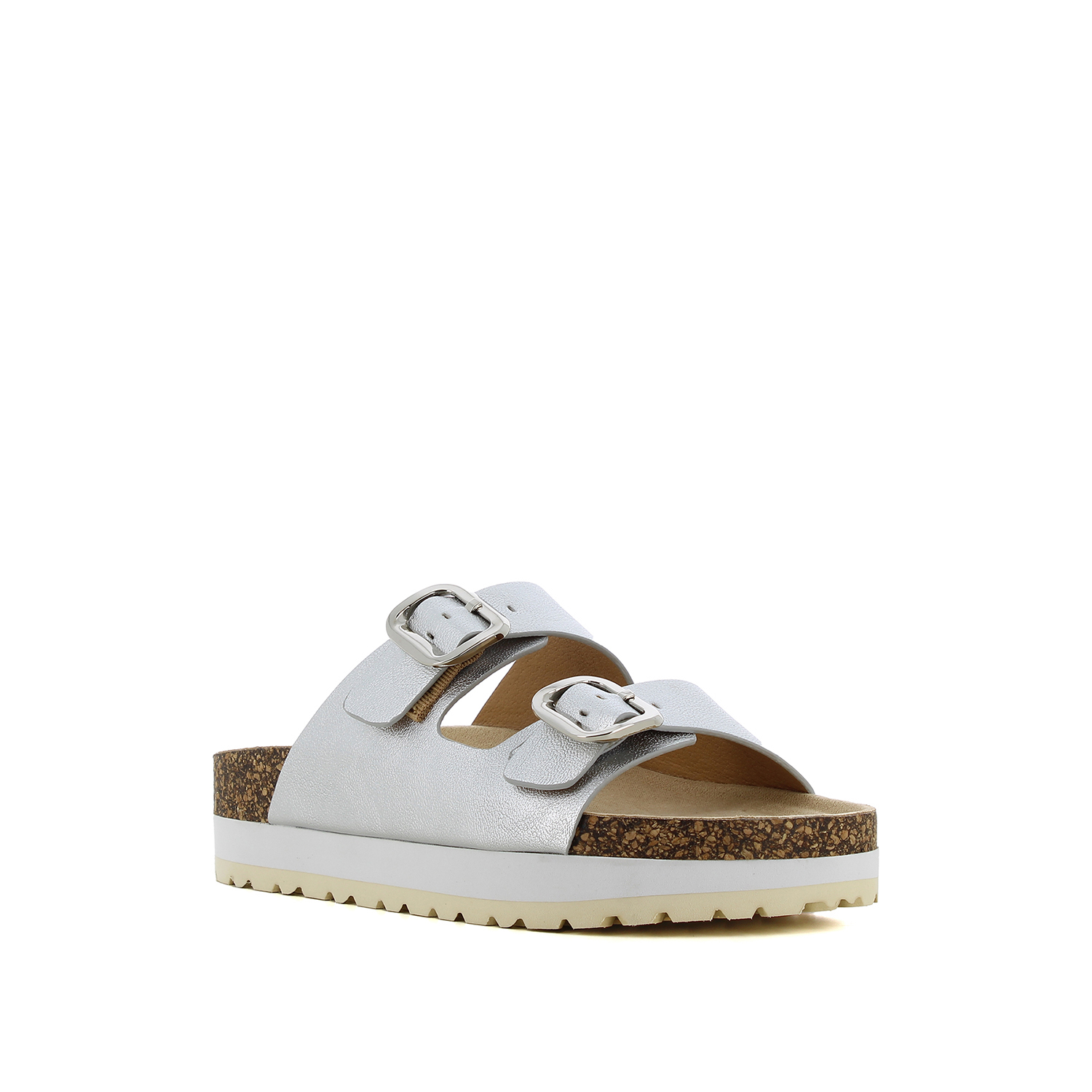 Ασημί footbed σανδάλι φωτογραφία