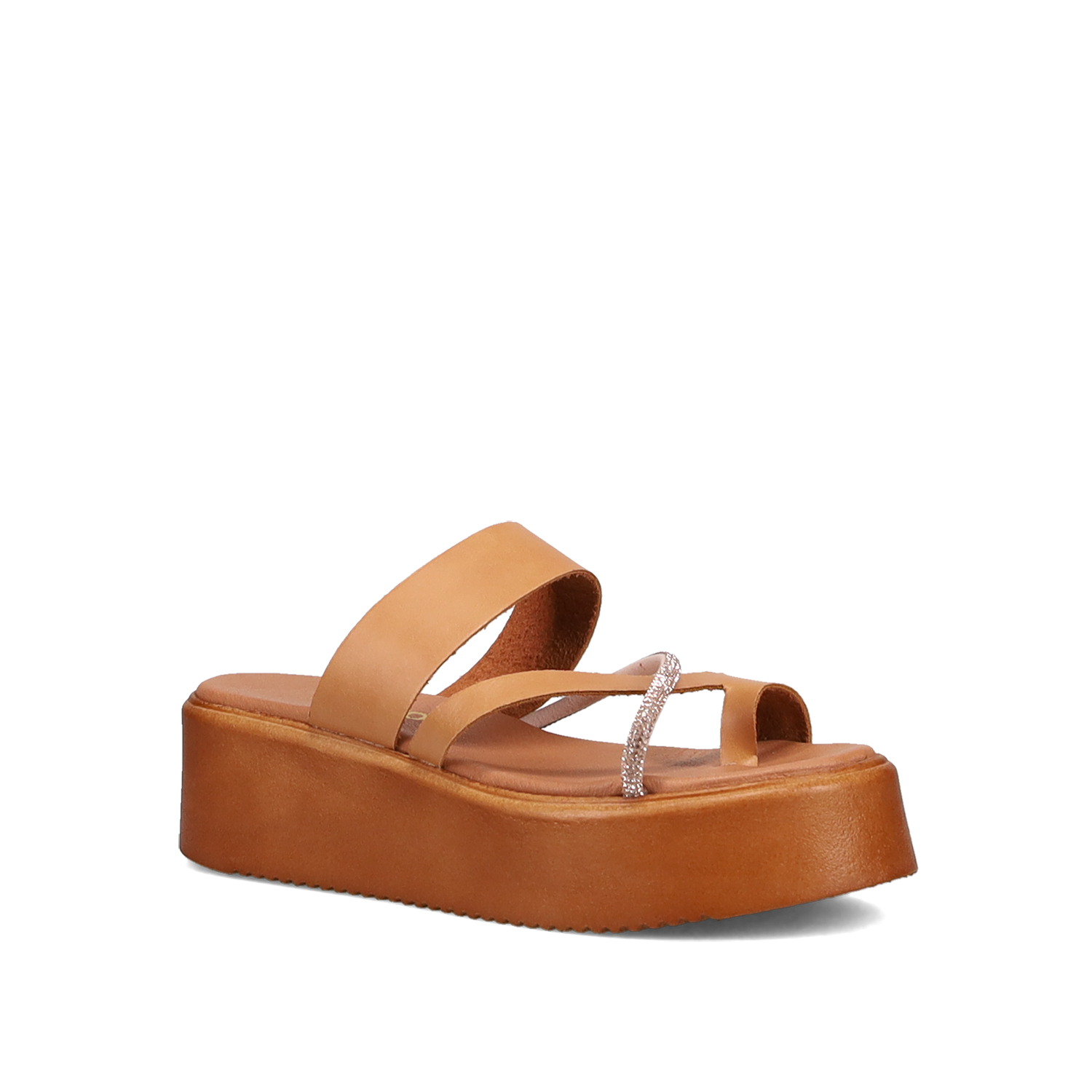 Ταμπά δερμάτινο flatform σανδάλι φωτογραφία