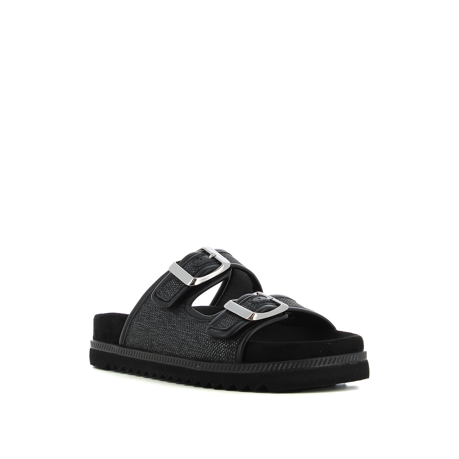 Μαύρο footbed σανδάλι φωτογραφία