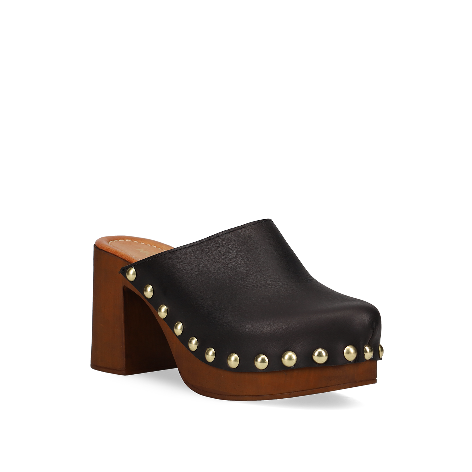 Μαύρο δερμάτινο mule τσόκαρο φωτογραφία