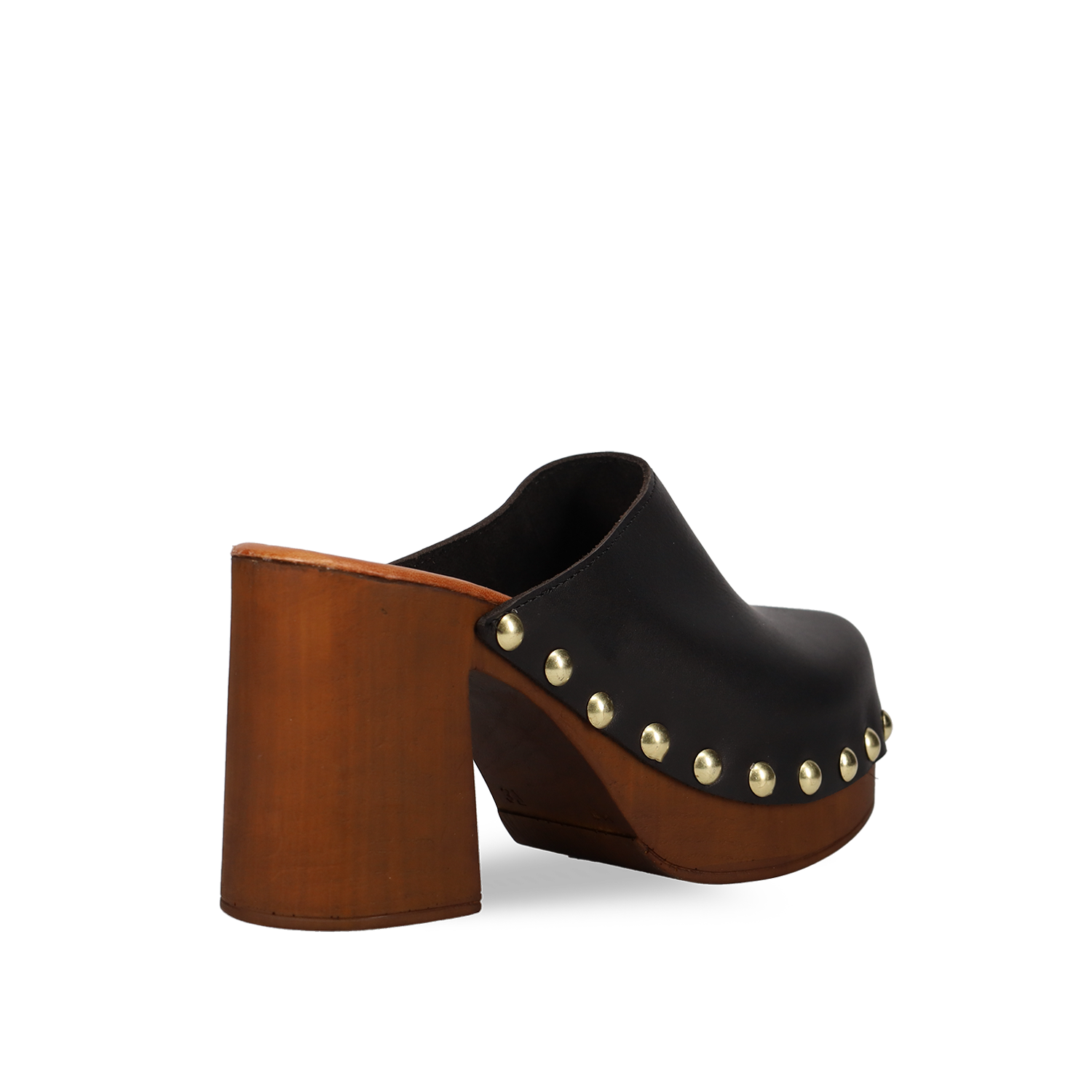 Μαύρο δερμάτινο mule τσόκαρο φωτογραφία