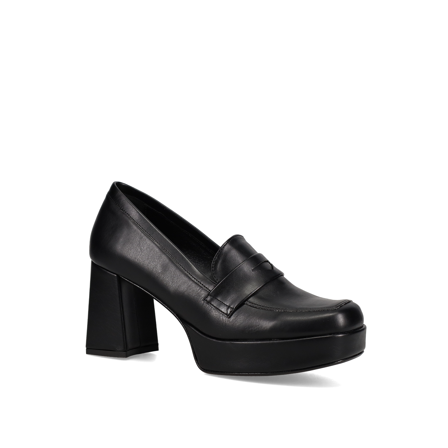 Μαύρο loafer με ψηλό τακούνι