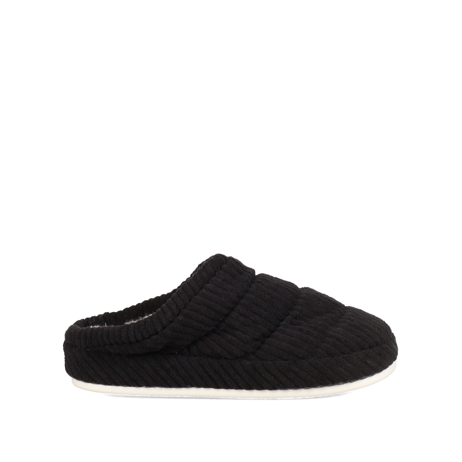 Μαύρη κοτλέ παντόφλα