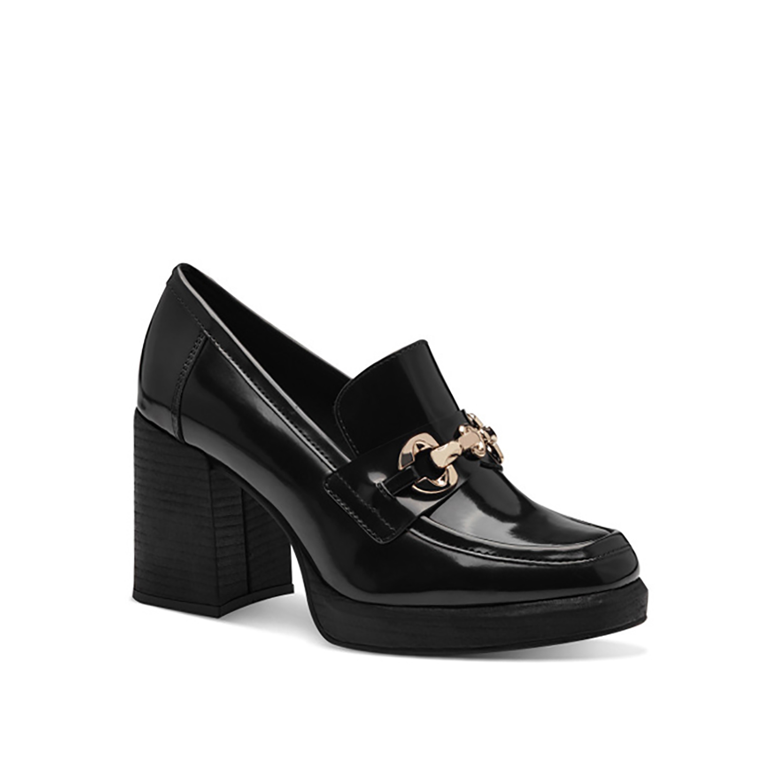 Μαύρο loafer με τακούνι φωτογραφία