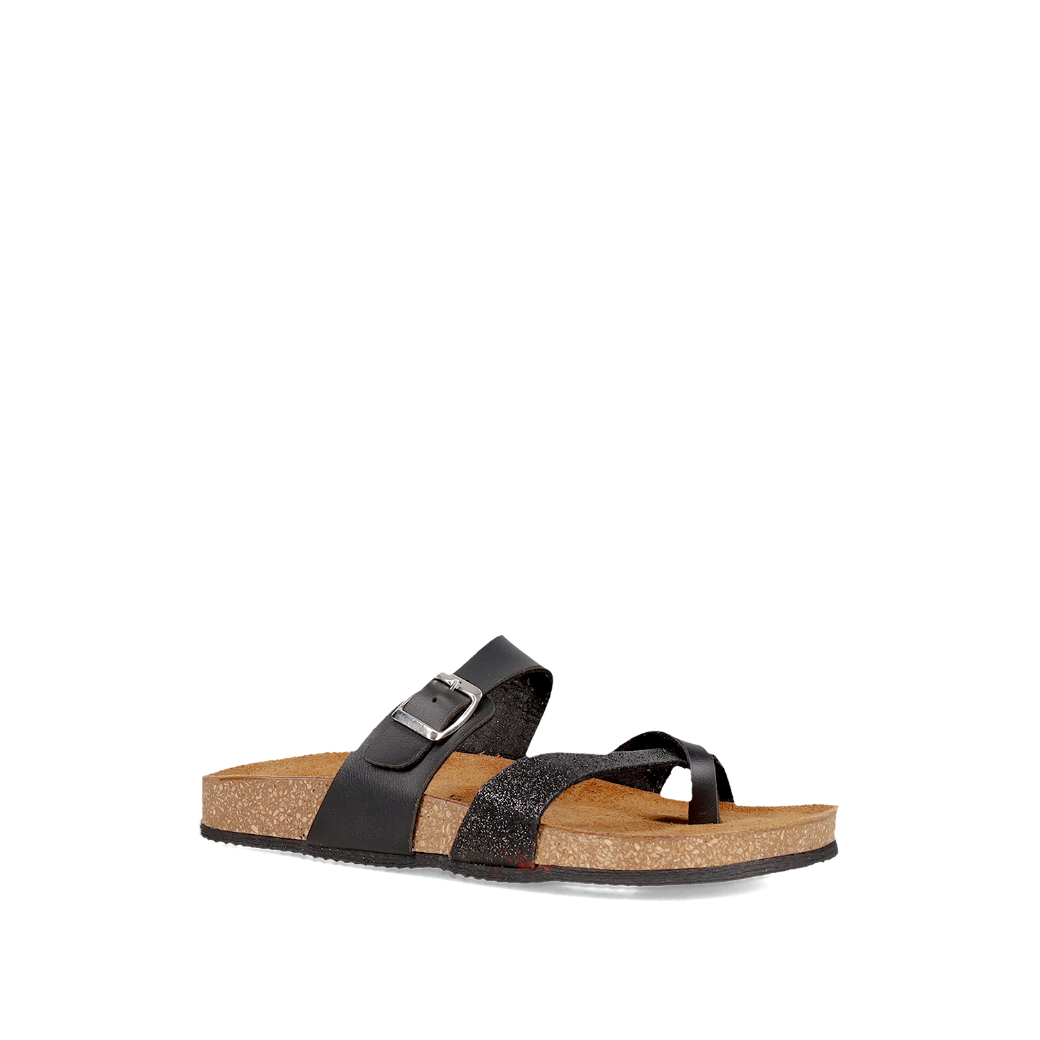 Μαύρο footbded sandal φωτογραφία