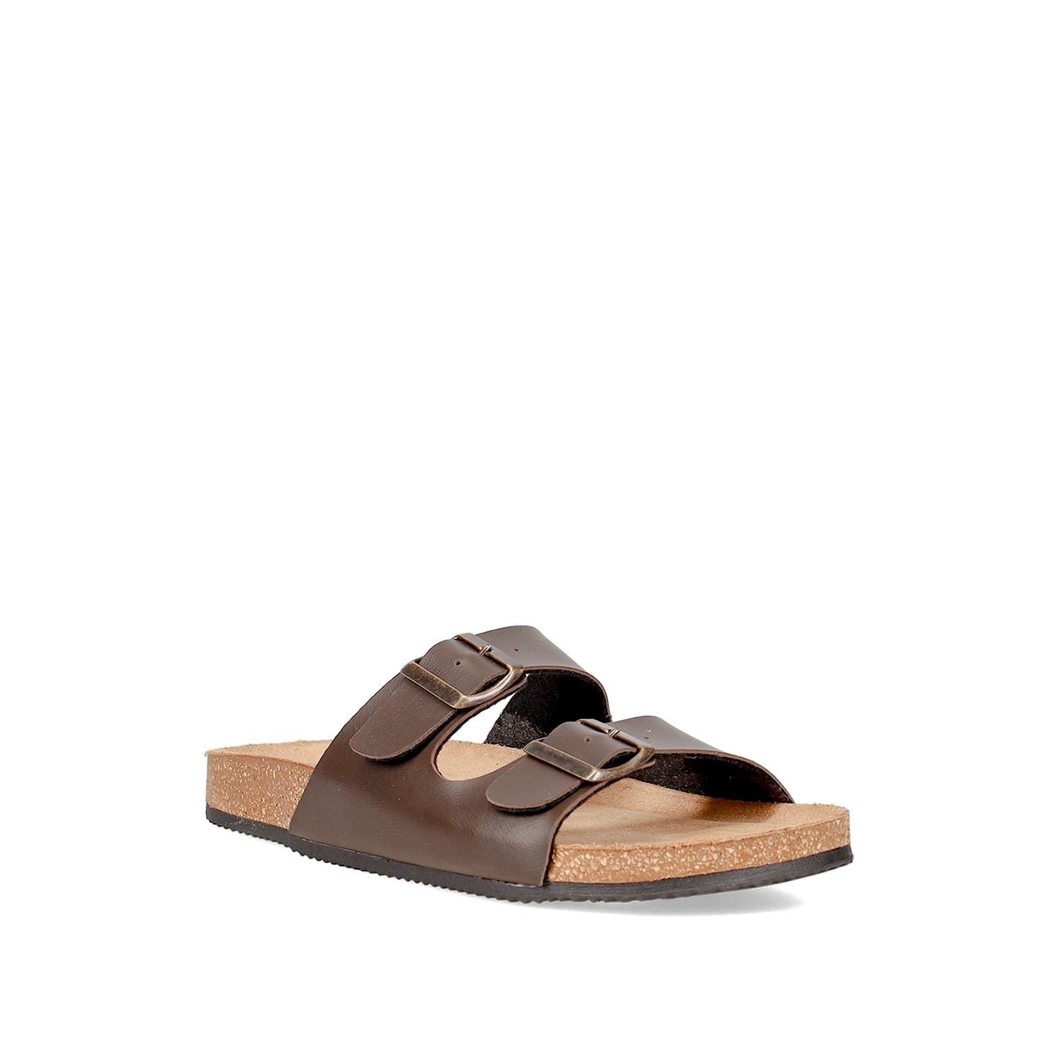 Καφέ ανδρικό footbed σανδάλι φωτογραφία