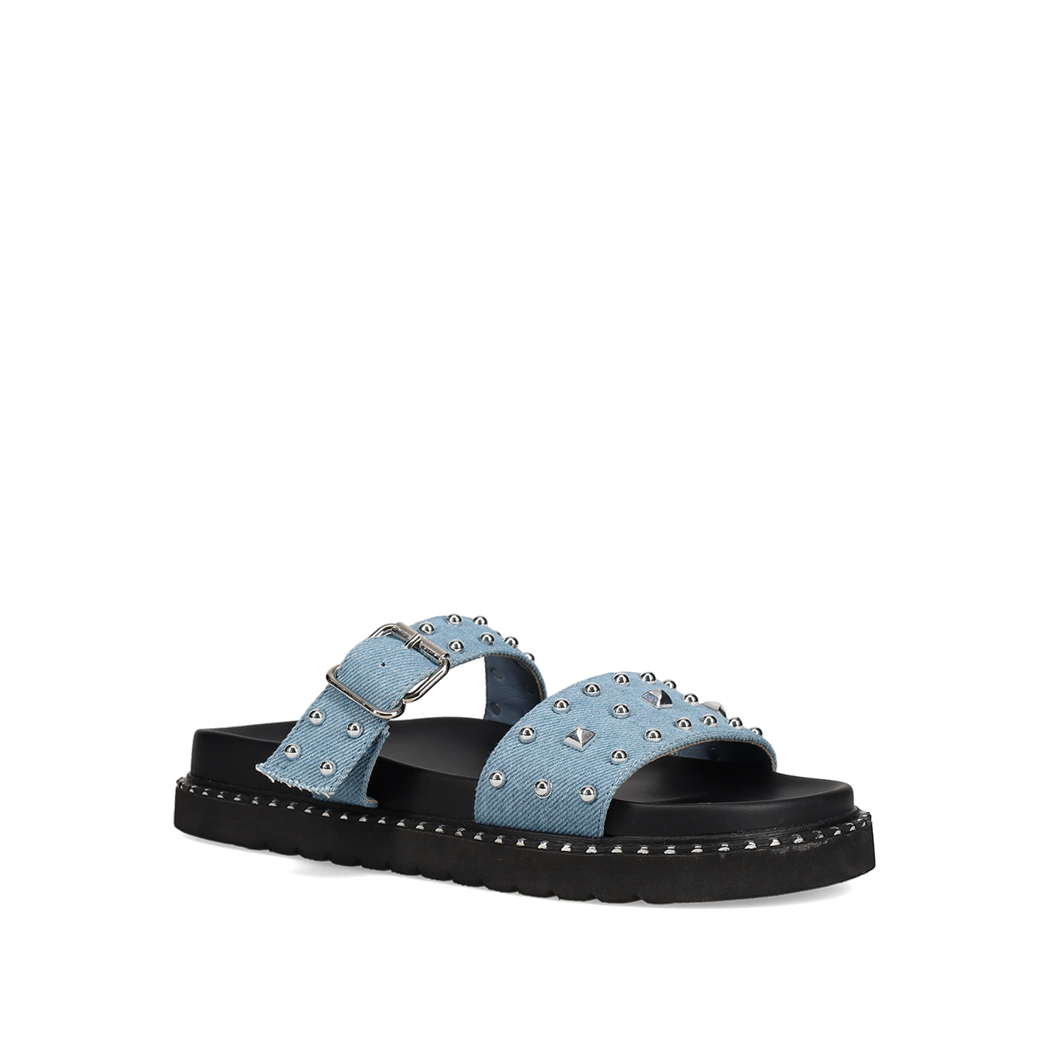  Μπλε denim footbed σανδάλι - 2
