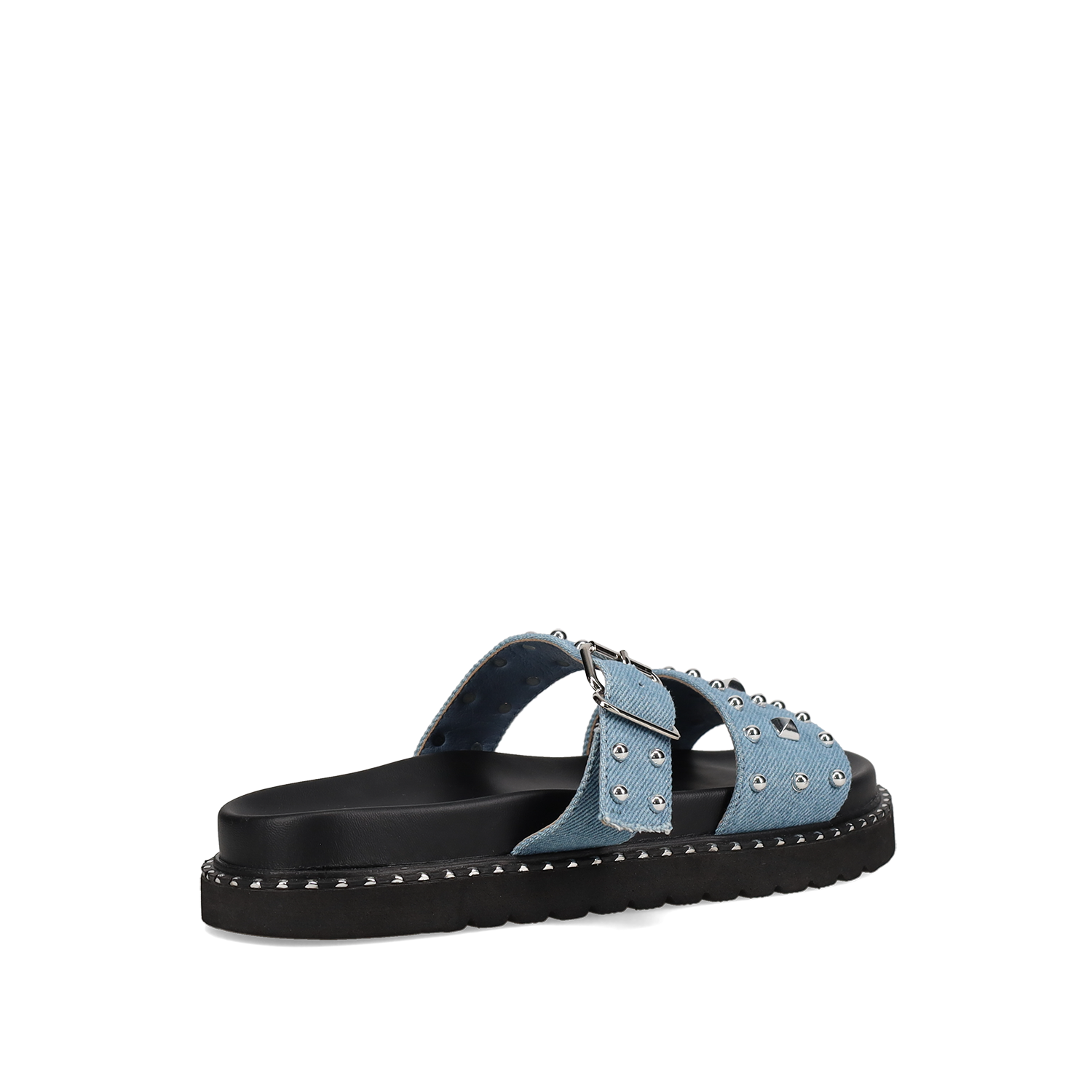  Μπλε denim footbed σανδάλι - 3