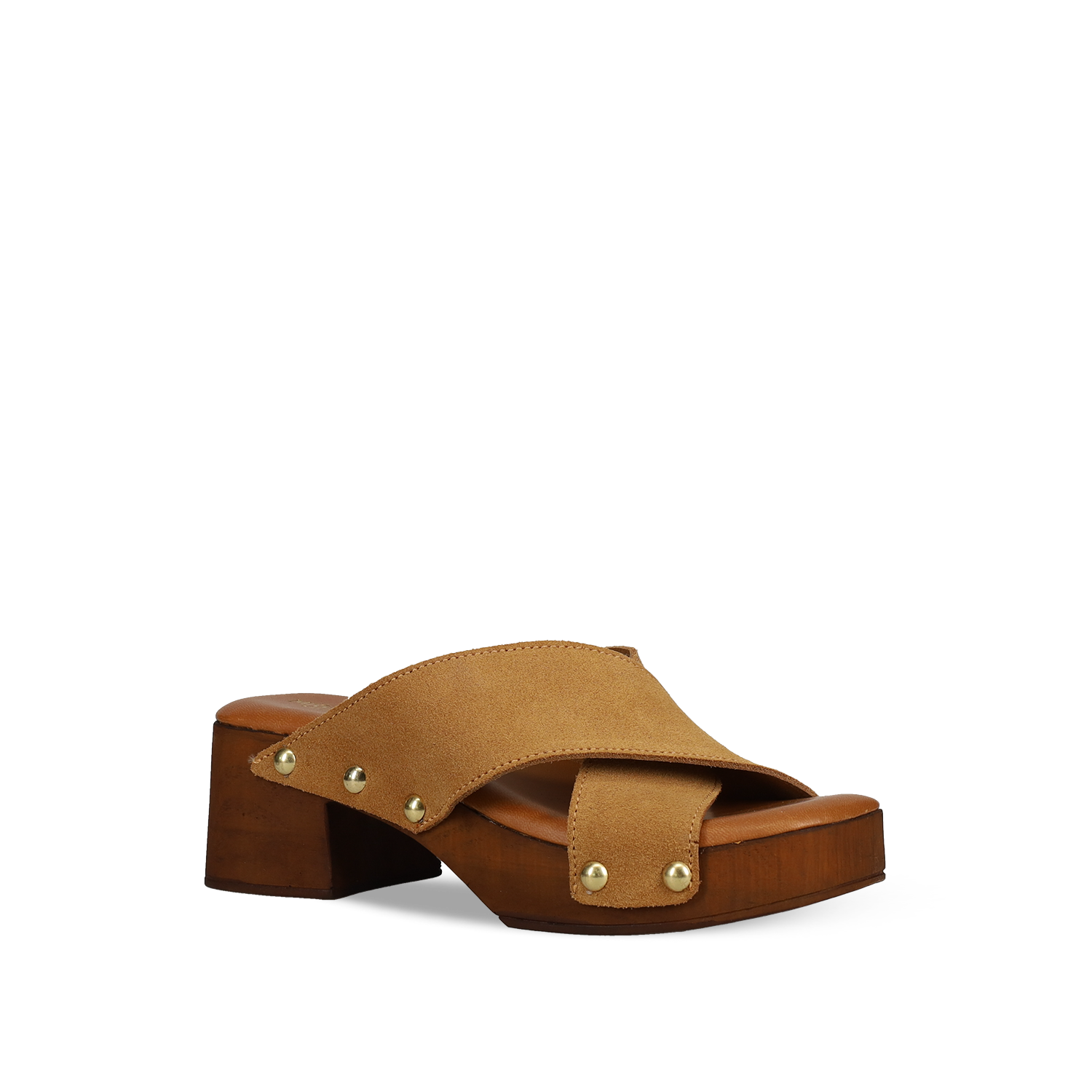 Καμηλό δερμάτινο mule τσόκαρο φωτογραφία