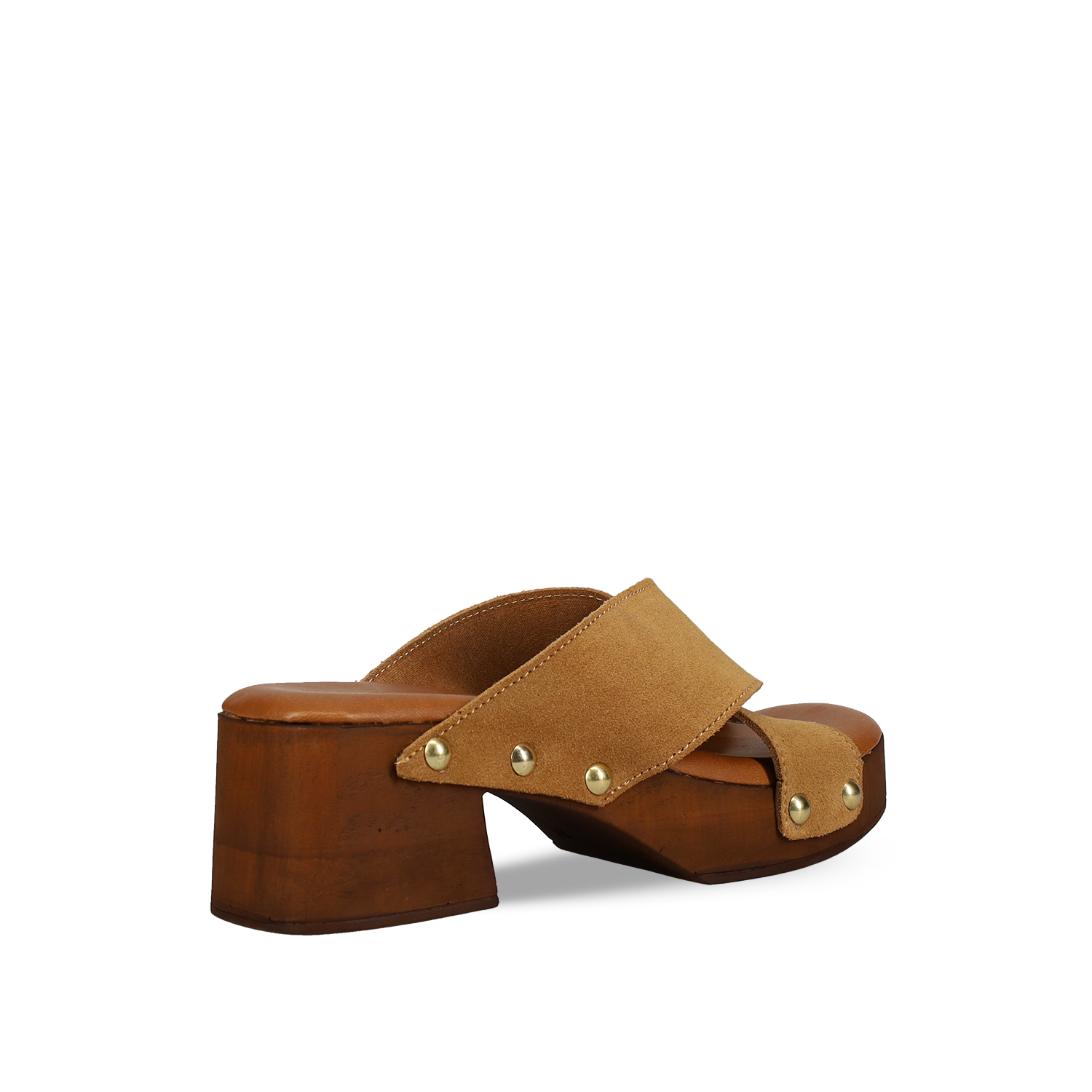 Καμηλό δερμάτινο mule τσόκαρο φωτογραφία