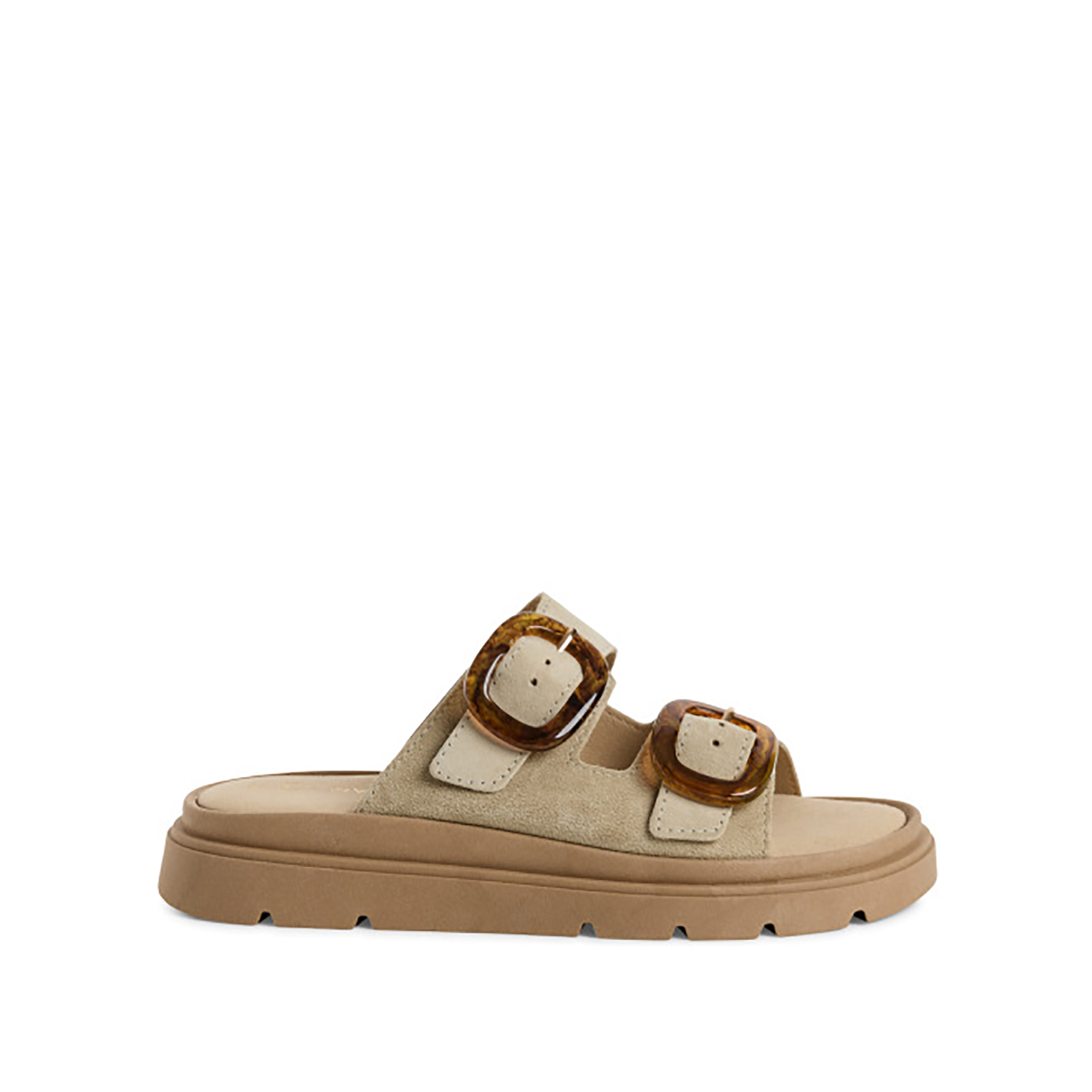 Μπεζ δερμάτινο footbed σανδάλι