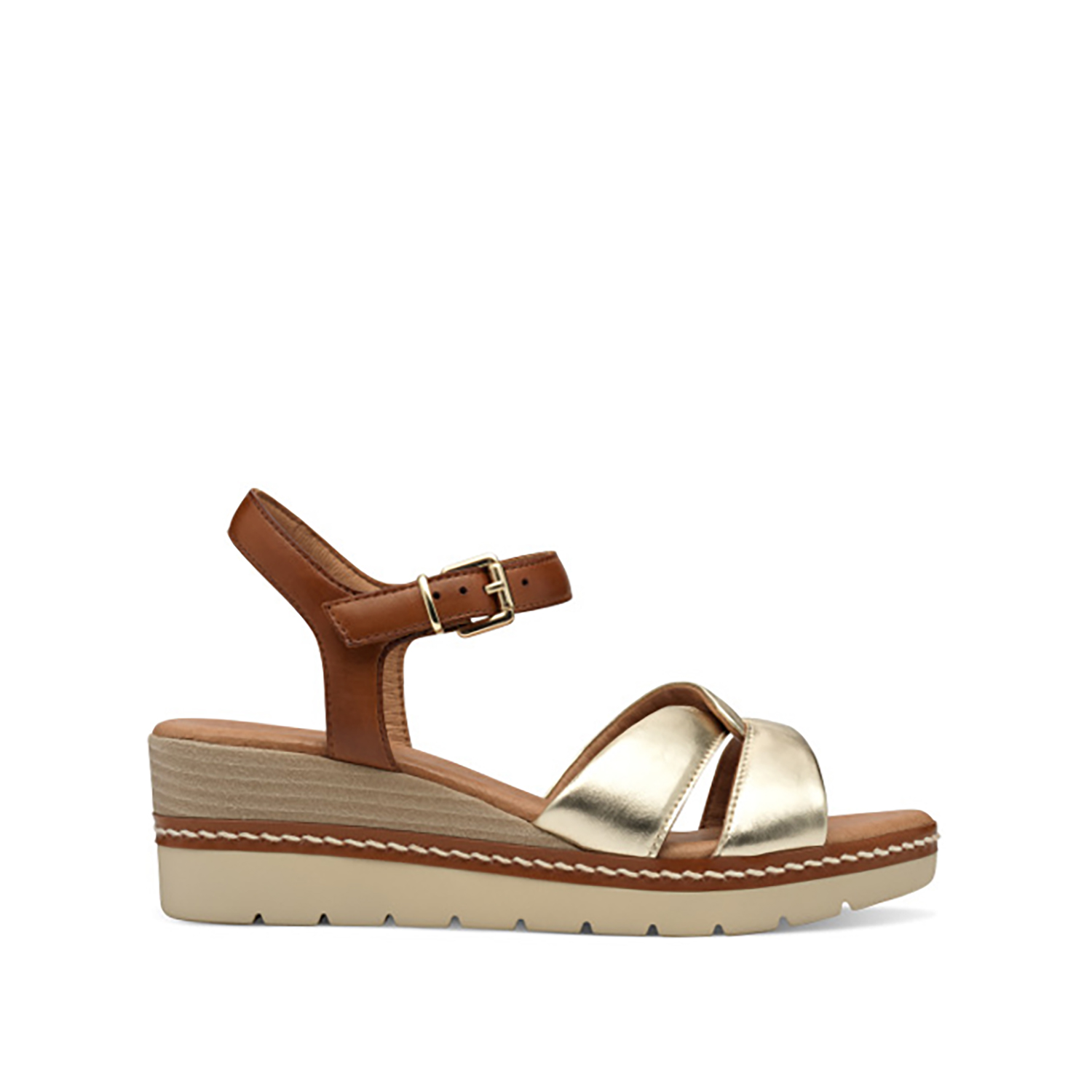 Χρυσή δερμάτινη πλατφόρμα