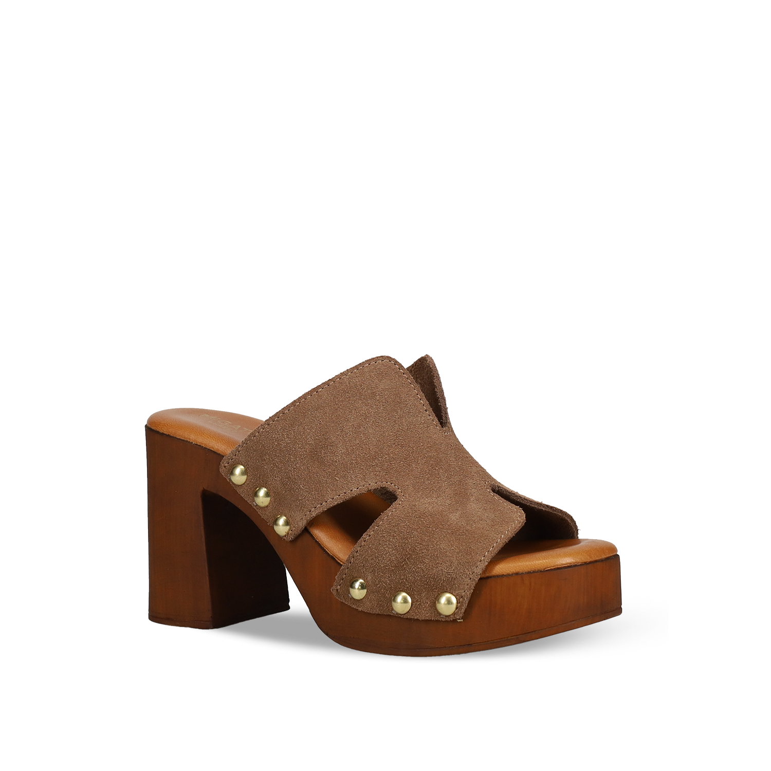 Taupe δερμάτινο mule τσόκαρο