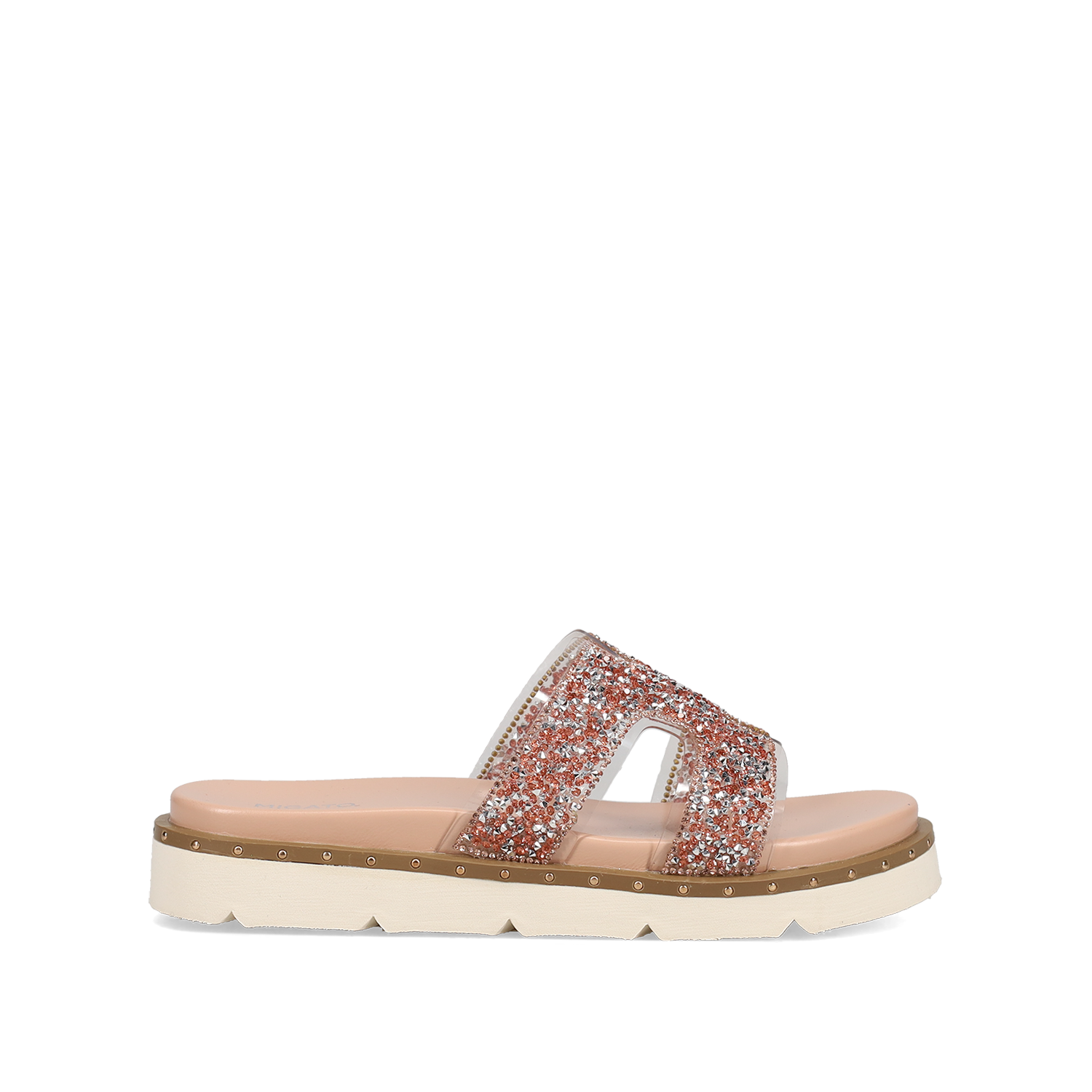 Ροζ χρυσό footbed σανδάλι
