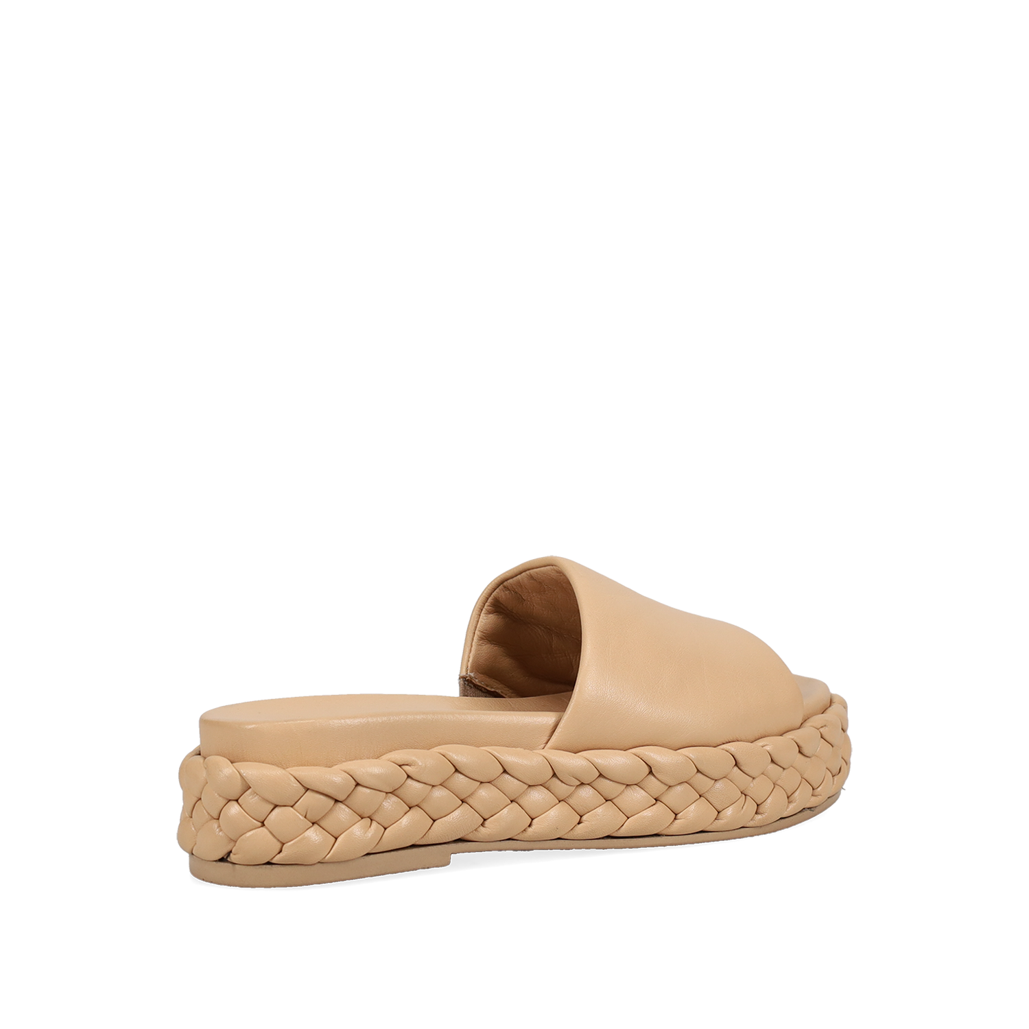 Μπεζ δερμάτινο footbed σανδάλι φωτογραφία