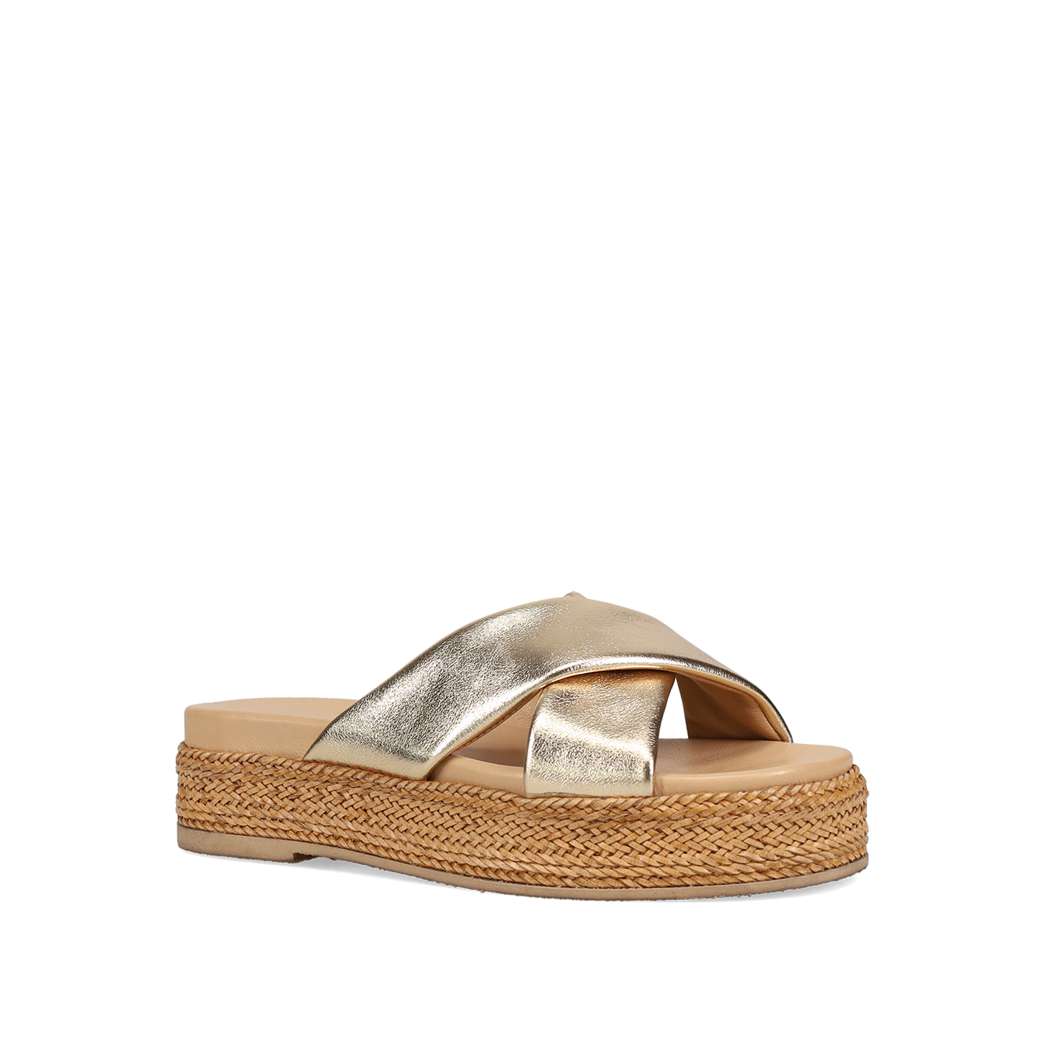 Χρυσό δερμάτινο footbed σανδάλι