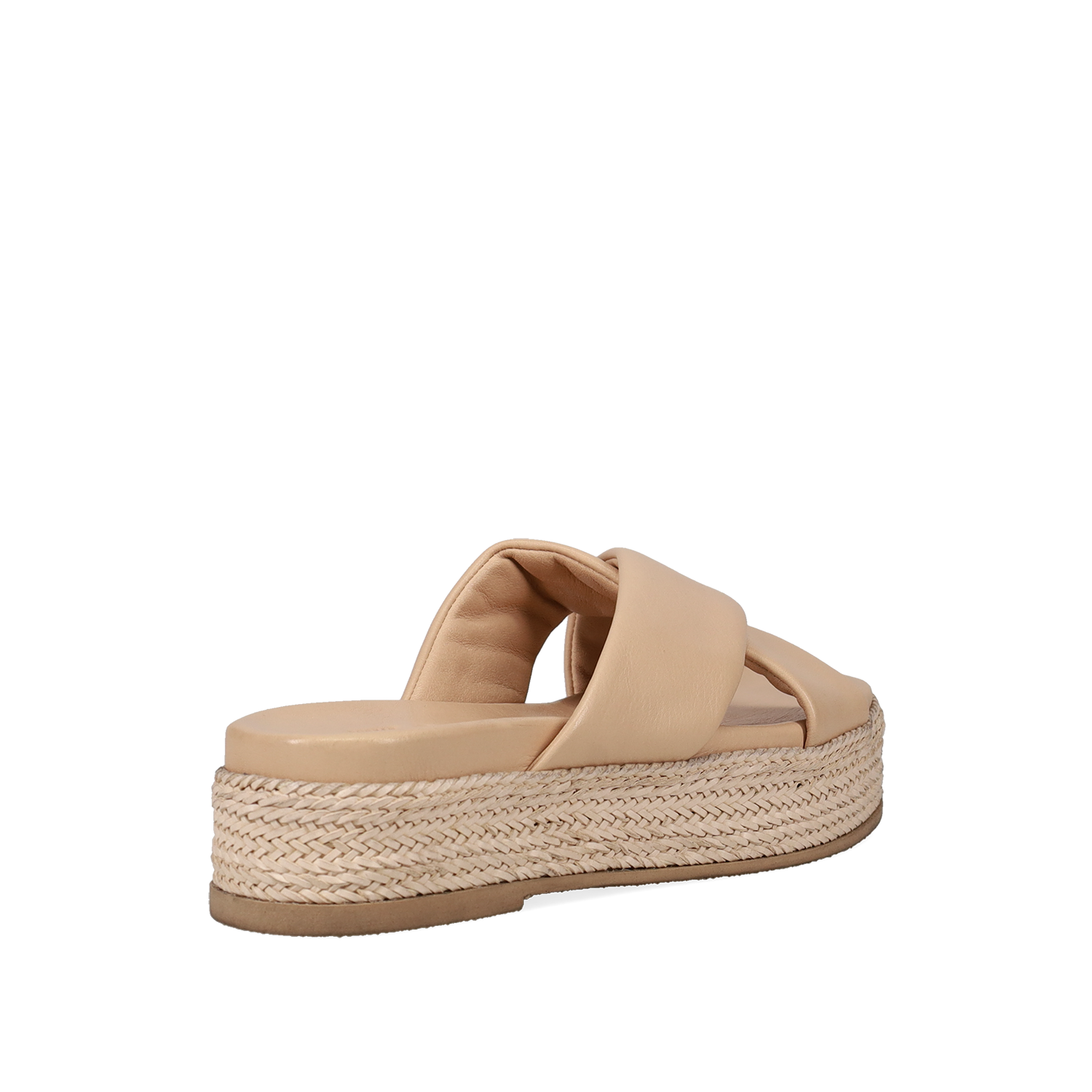 Μπεζ δερμάτινο footbed σανδάλι φωτογραφία