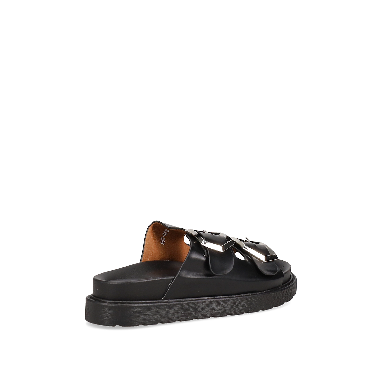 Μαύρο footbed σανδάλι φωτογραφία