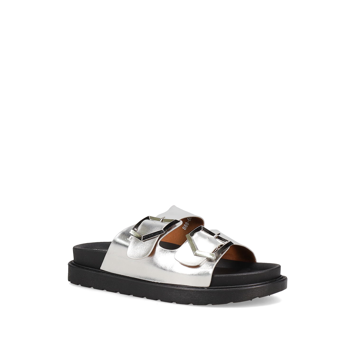 Ασημί footbed σανδάλι φωτογραφία