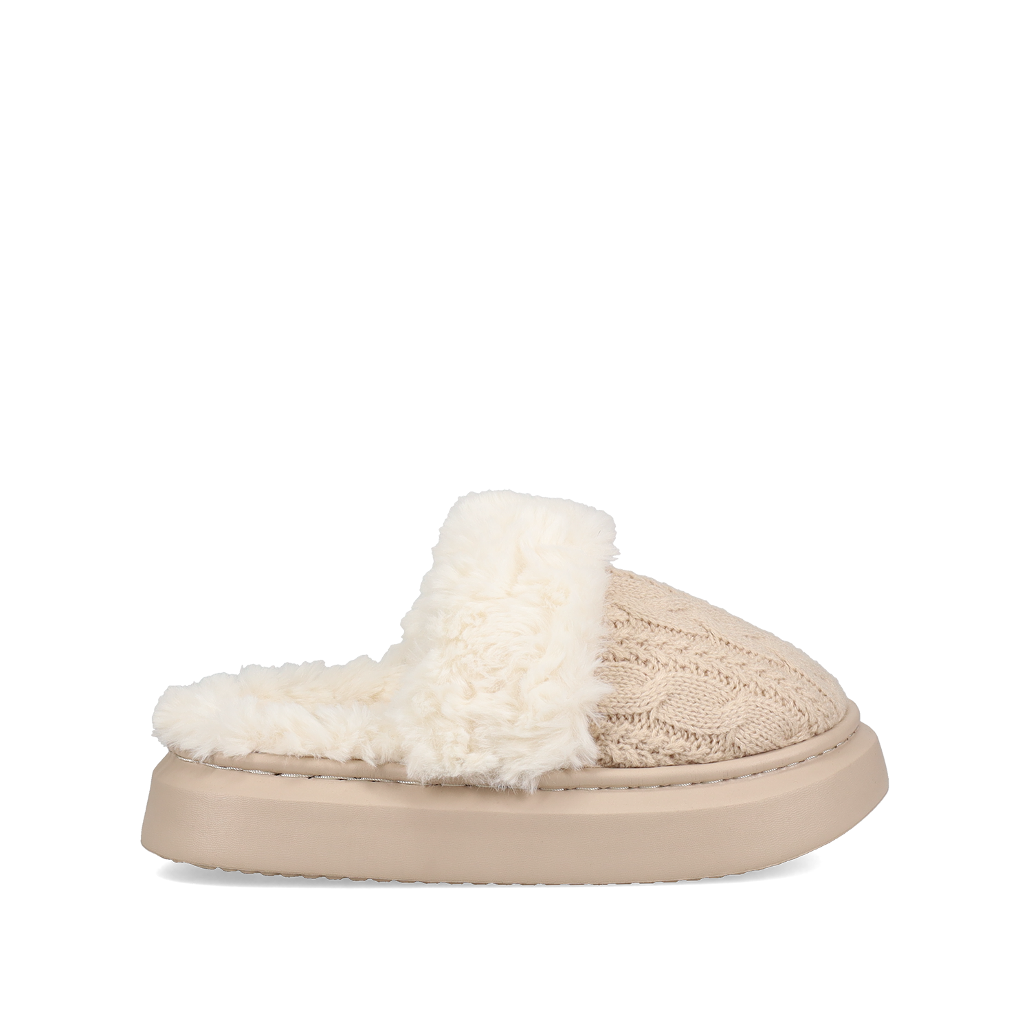 Μπεζ πλεκτή παντόφλα