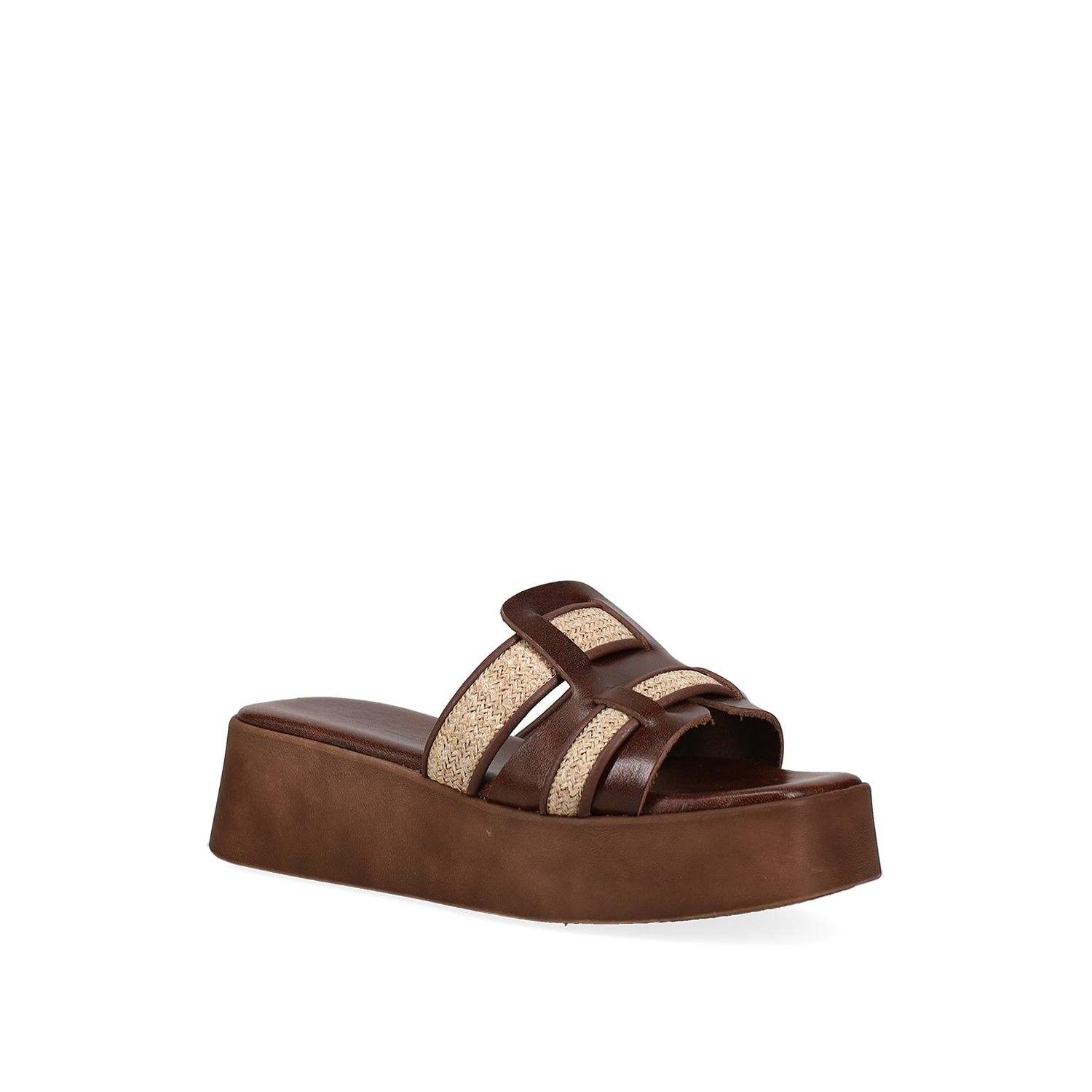 Καφέ δερμάτινη πλατφόρμα φωτογραφία