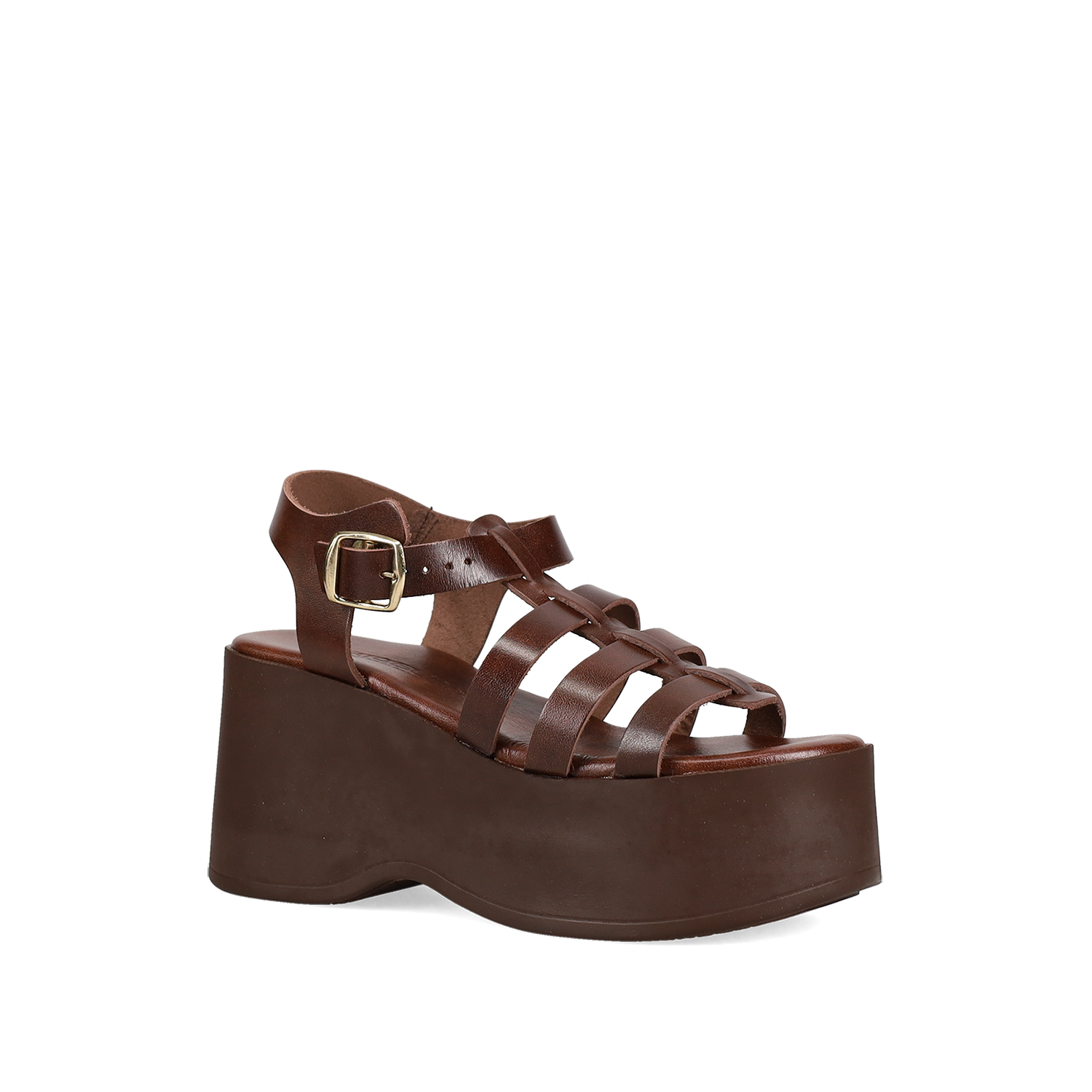 Καφέ δερμάτινη πλατφόρμα φωτογραφία