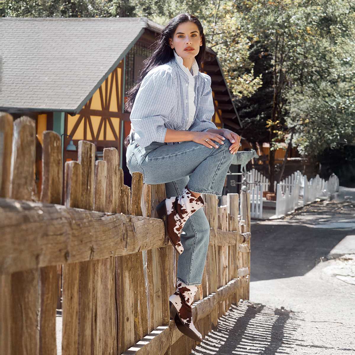 Λευκό καφέ western μποτάκι