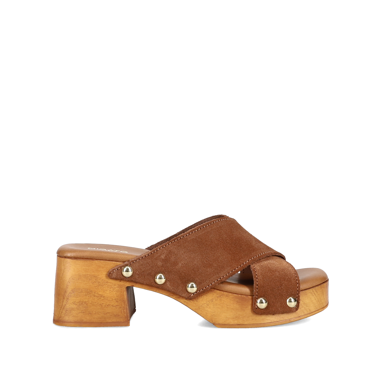 Καμηλό δερμάτινο mule τσόκαρο