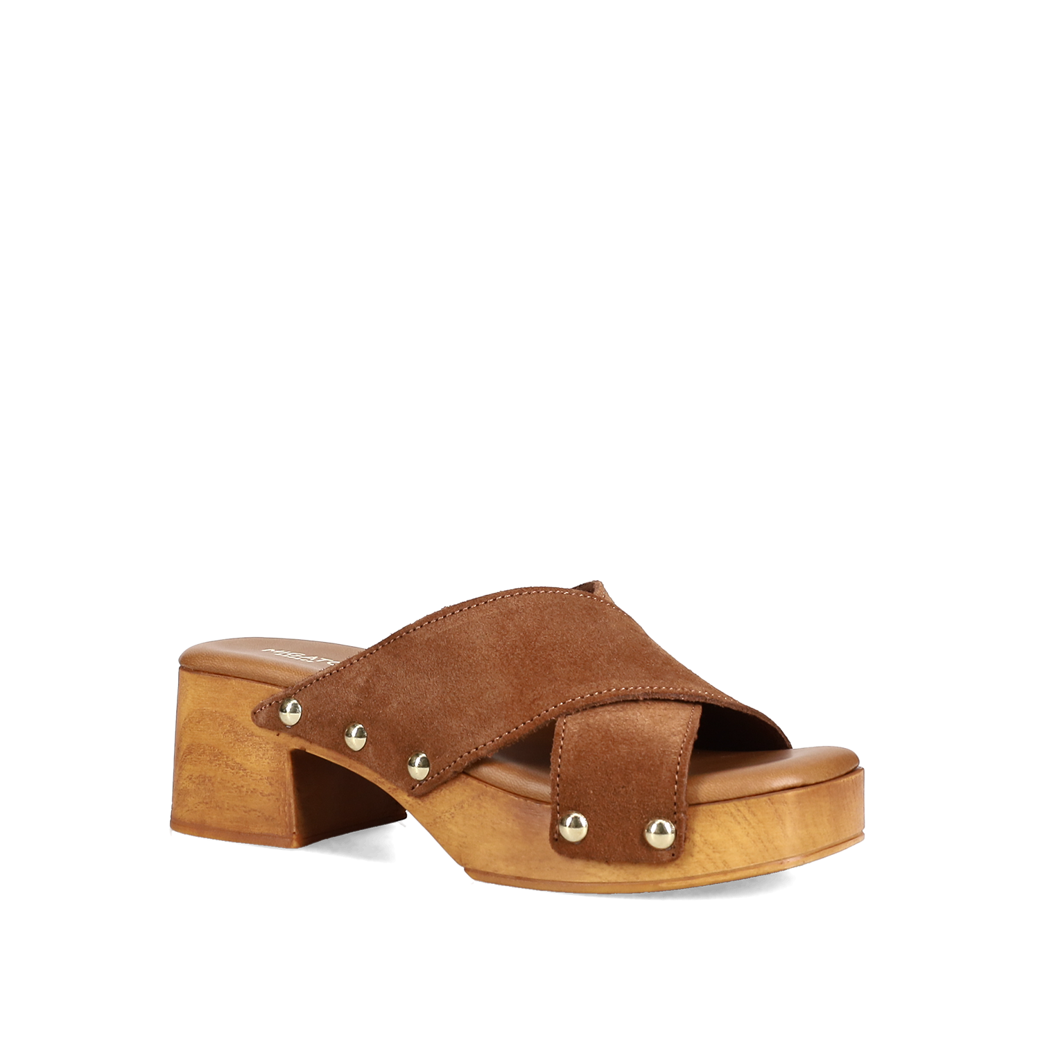 Καμηλό δερμάτινο mule τσόκαρο