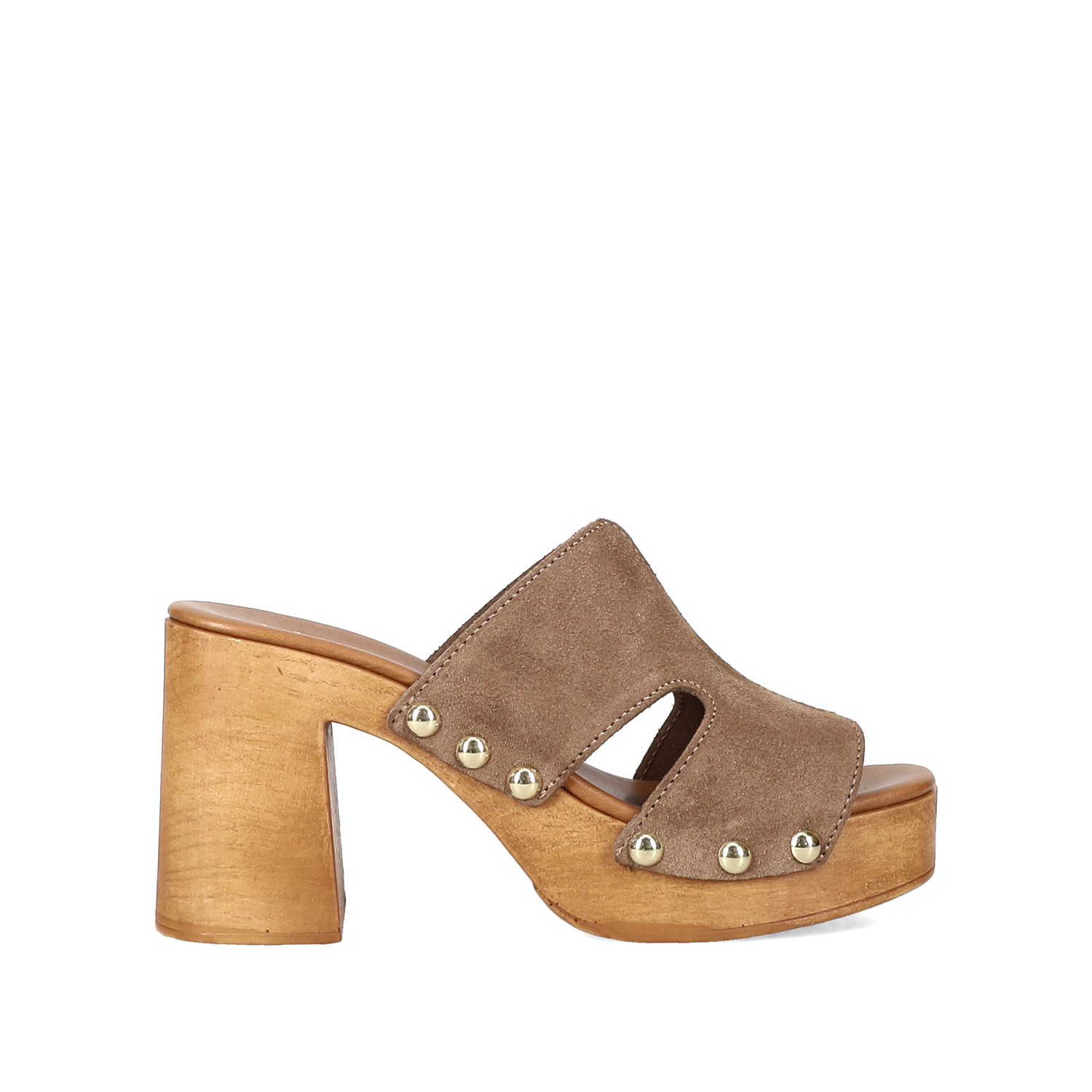 Taupe δερμάτινο mule τσόκαρο
