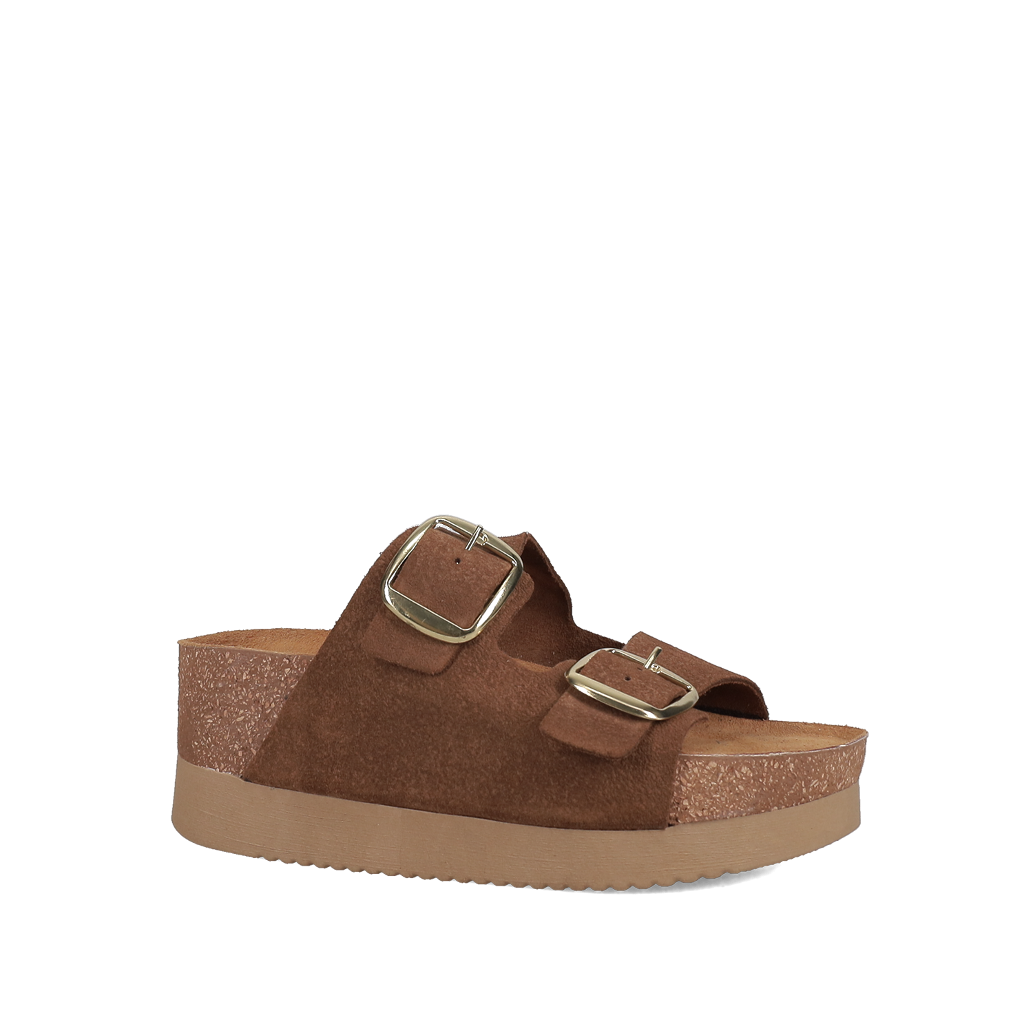 Καφέ δερμάτινο footbed πλατφόρμα