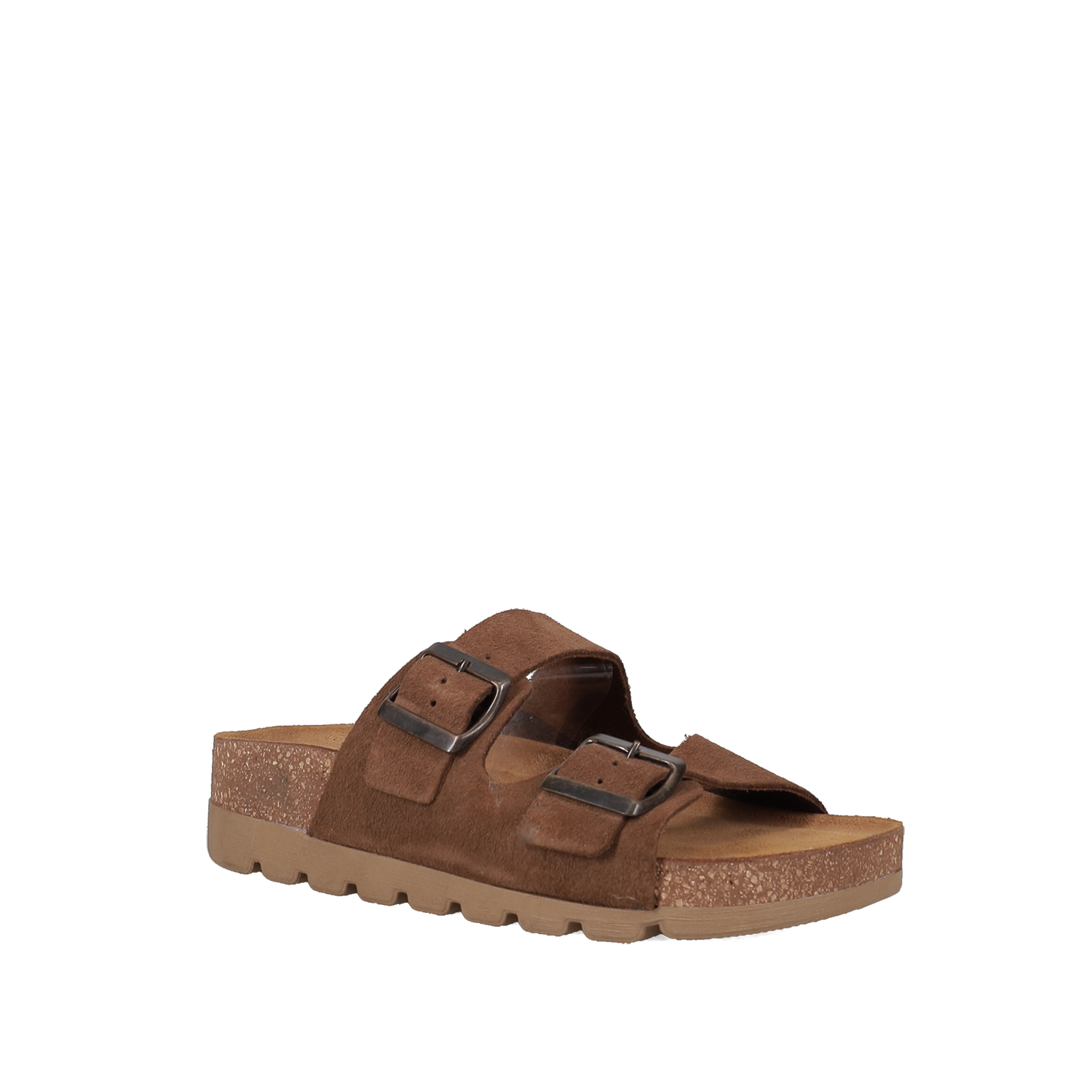 EASY WALK Καφέ δερμάτινο footbed σανδάλι - 2