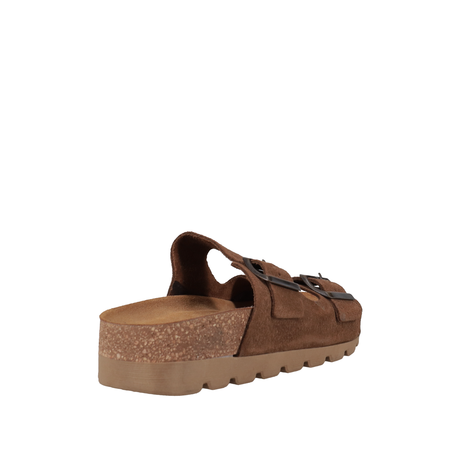 EASY WALK Καφέ δερμάτινο footbed σανδάλι - 3