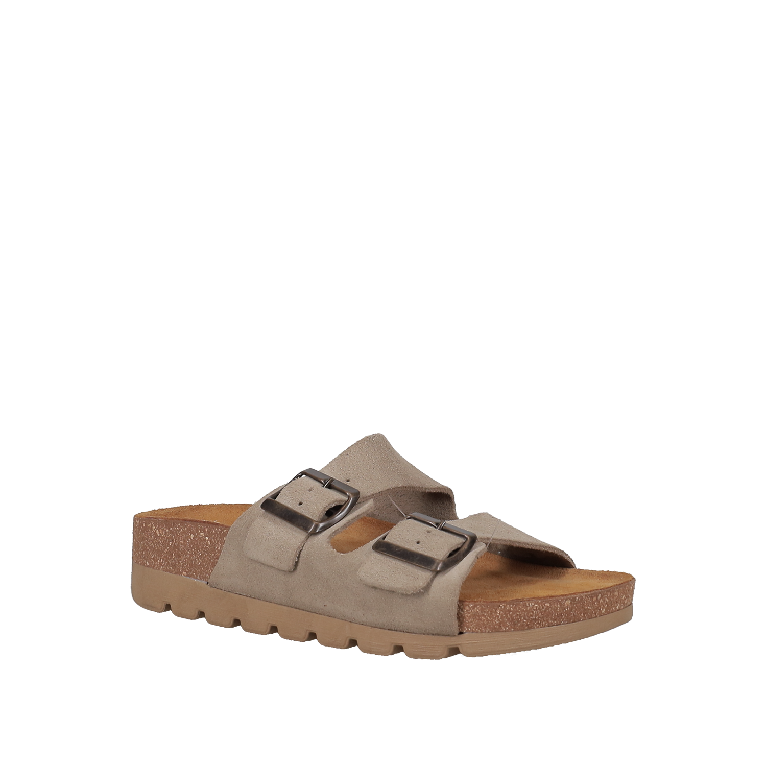 EASY WALK Μπεζ δερμάτινο footbed σανδάλι - 2